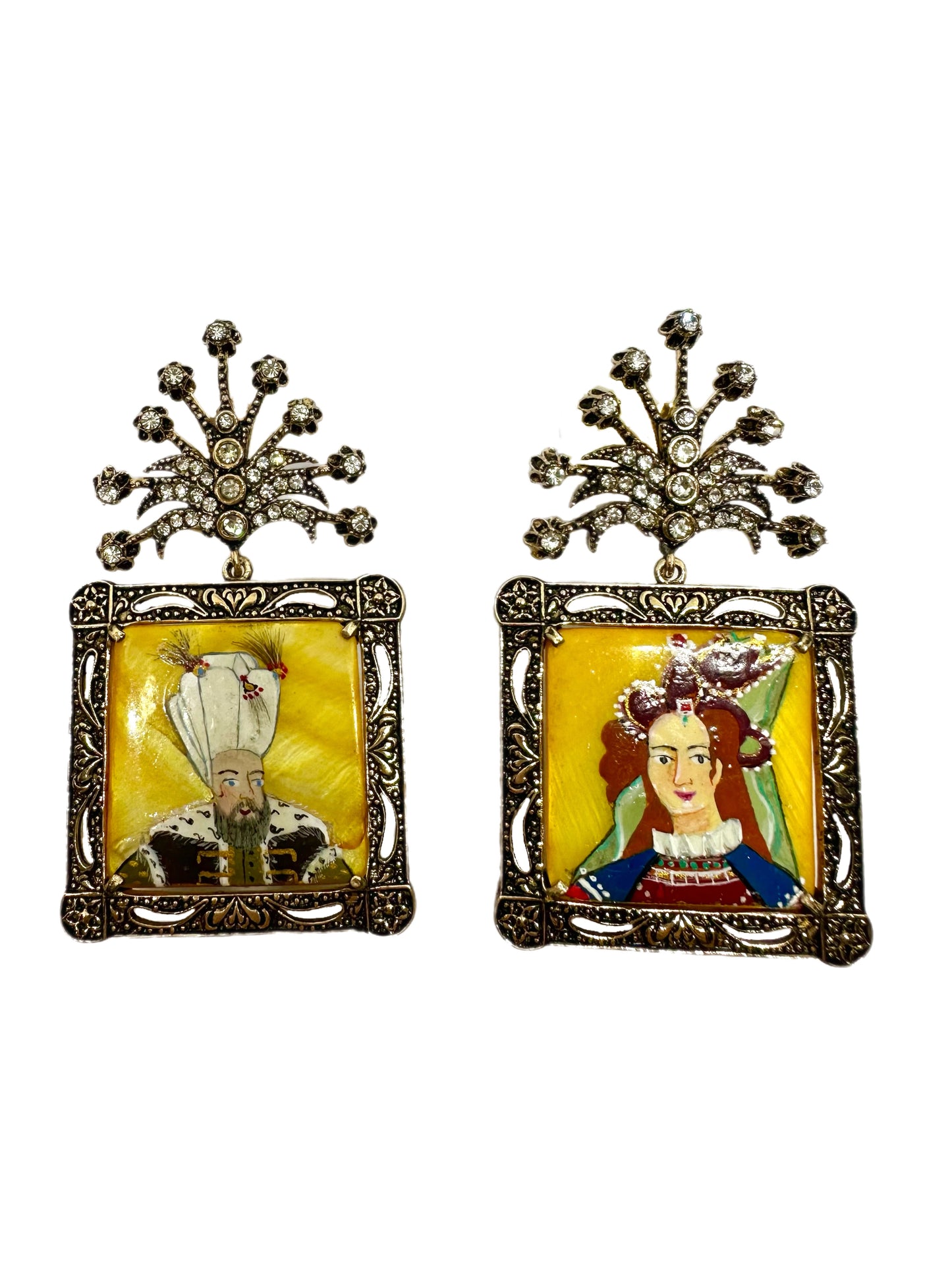 Sofia'nın Hayvanat Bahçesi Ebedi Aşk Koleksiyonu - Sultan Süleyman ve Sevgilisi Hürrem Sultan El Yapımı Küpeler