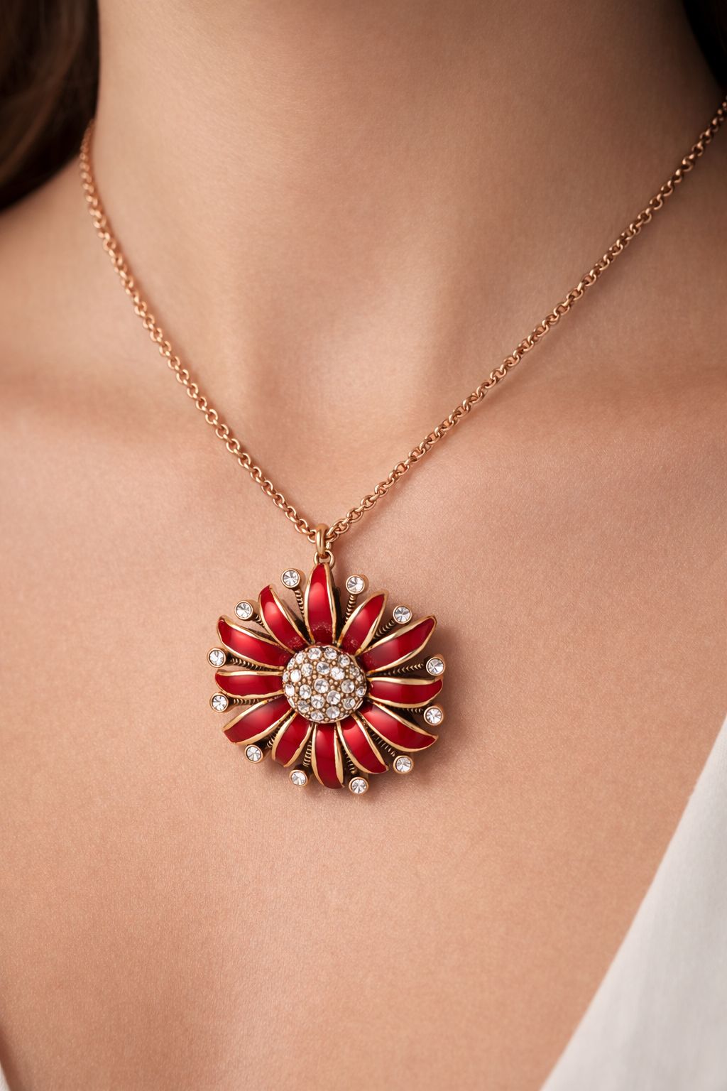 Red Daisy Necklace