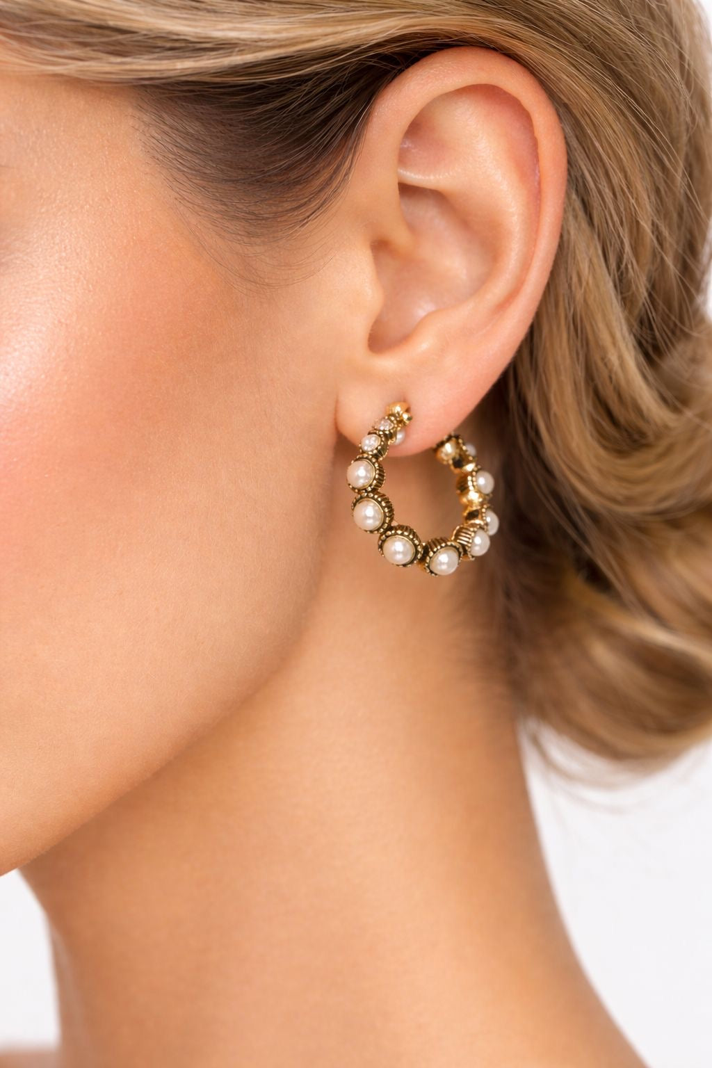Antique Hoop Pearl Earrings