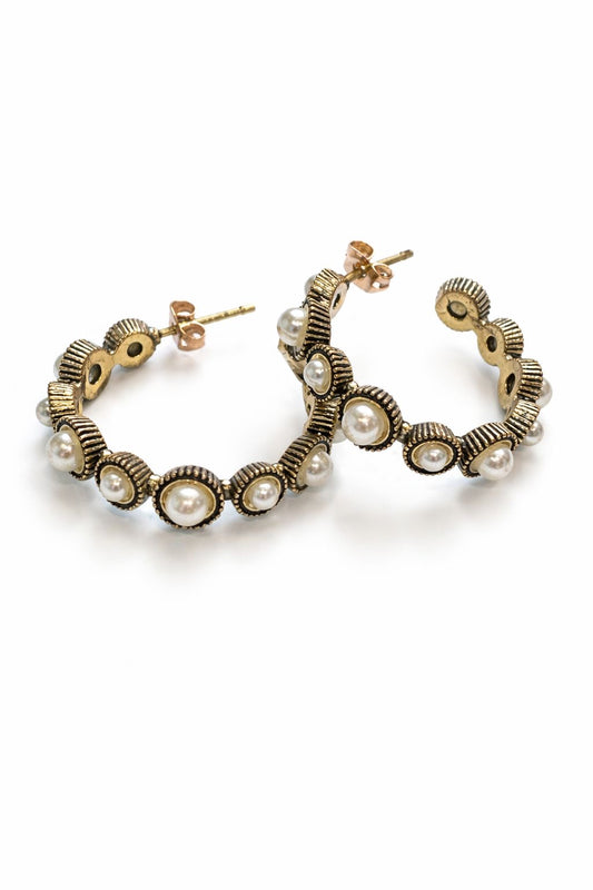 Antique Hoop Pearl Earrings