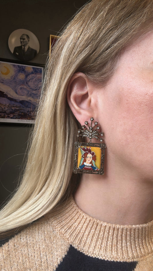 Sofia'nın Hayvanat Bahçesi Ebedi Aşk Koleksiyonu - Sultan Süleyman ve Sevgilisi Hürrem Sultan El Yapımı Küpeler